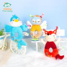 Happy monkey嬰兒手抓搖鈴新生兒抓握訓練安撫玩偶寶寶早教玩具